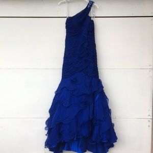 Jovani Royal Blue One-Shoulder Prom Dress